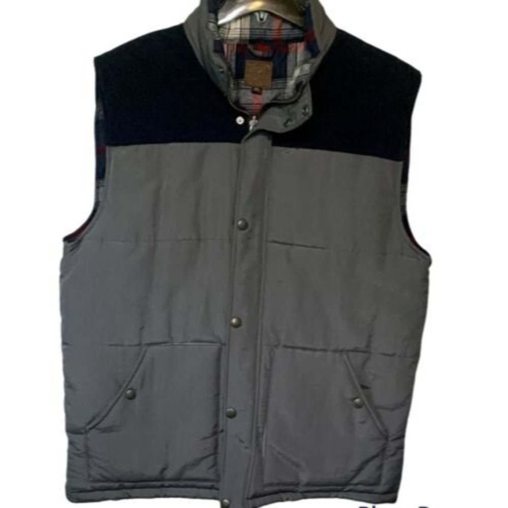 Third And Army Co Gray Heavy Vest Flannel Lining Corduroy Shoulders Men Sz XL - Picture 2 of 8